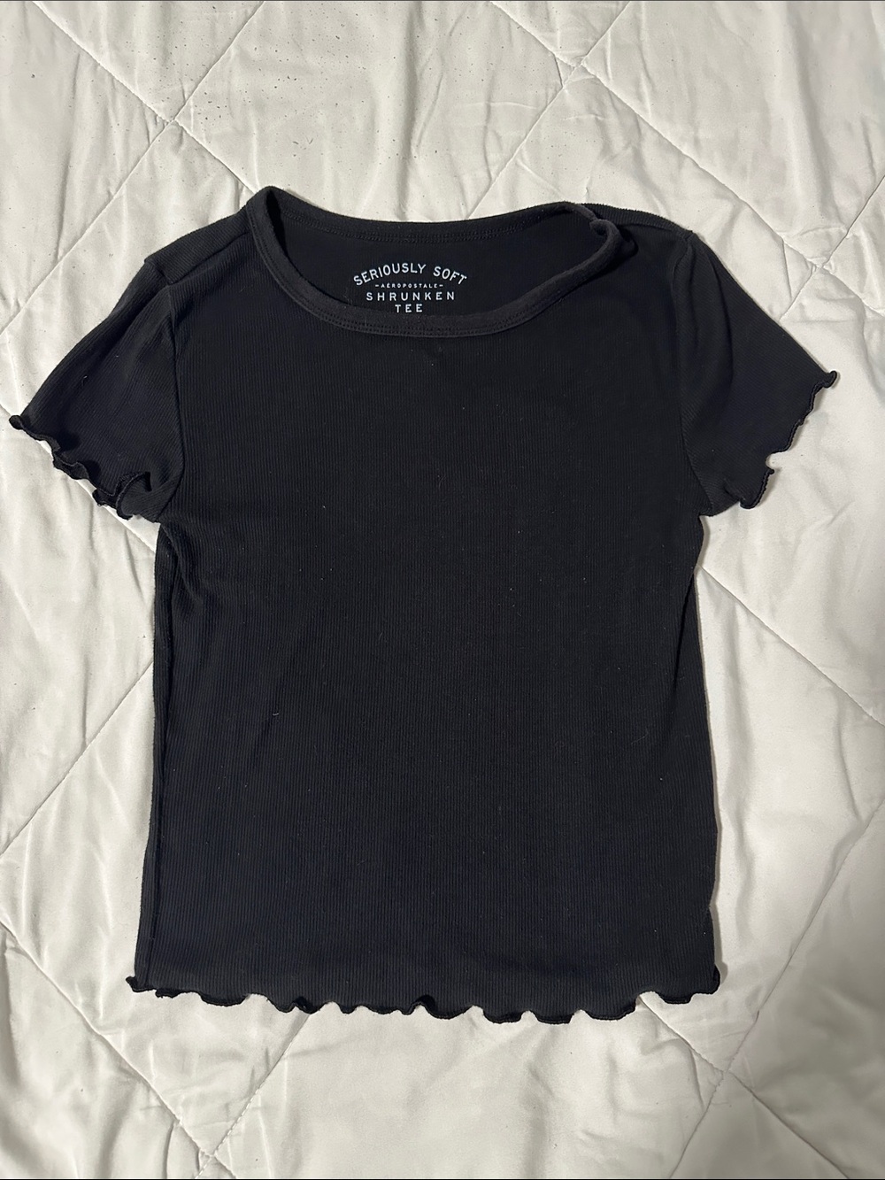 Aeropostale Black Ribbed Short Sleeve Tee